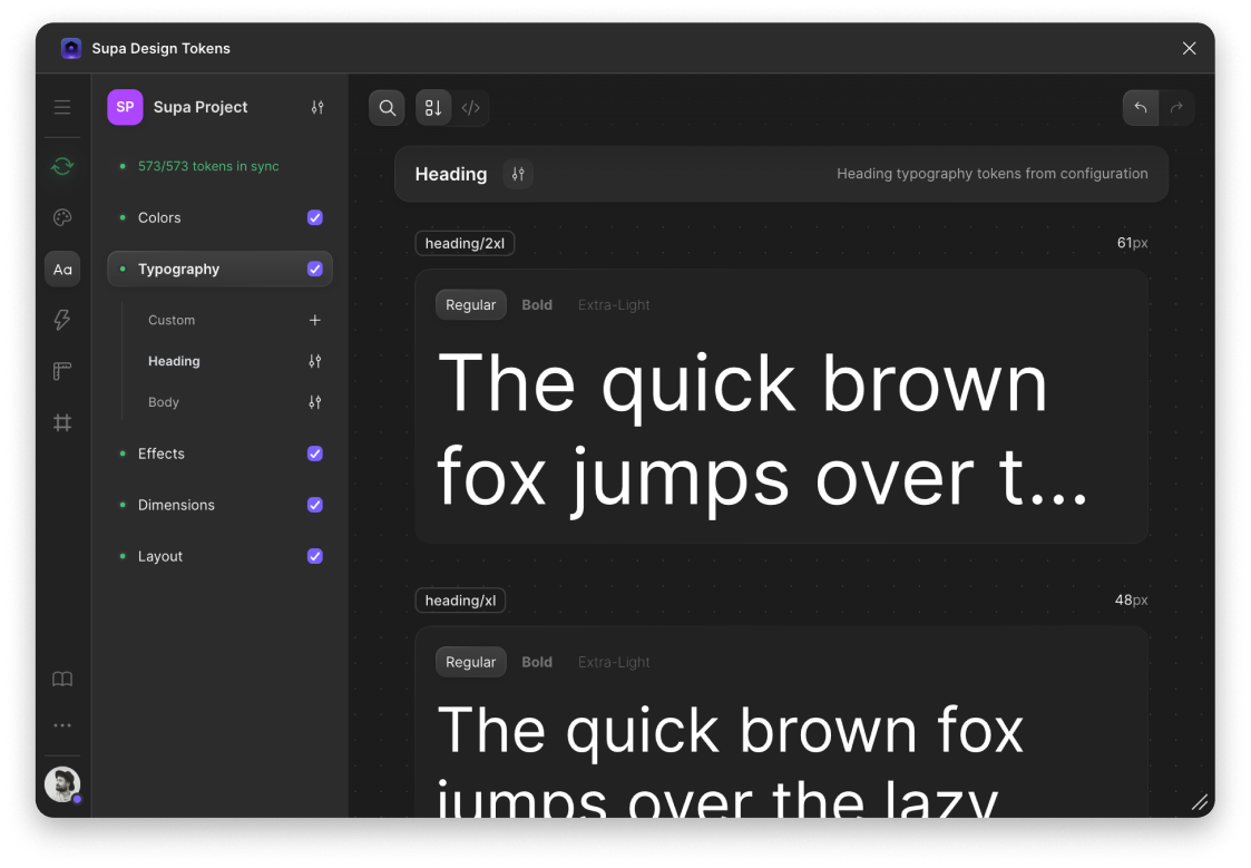 Typography interface